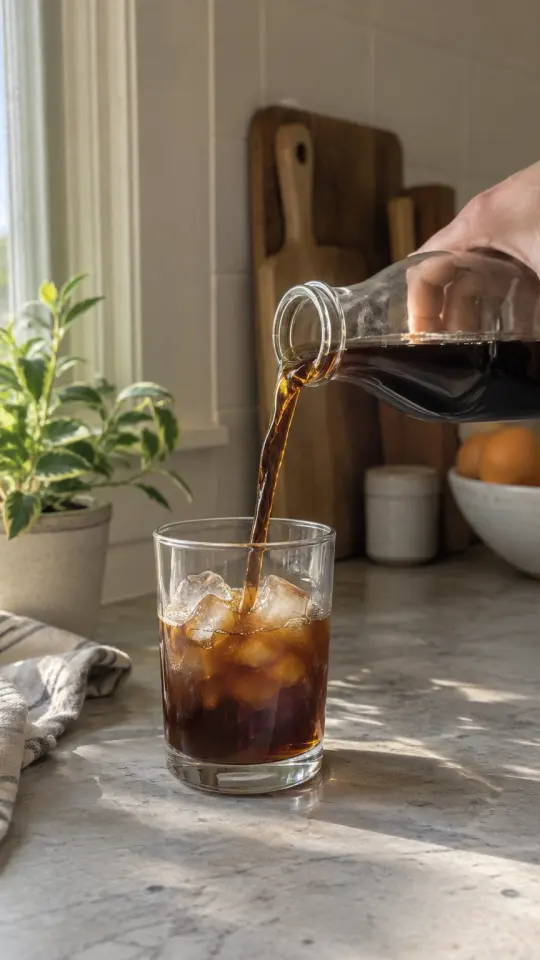 Illustration: cold brew poured into a glass with ice